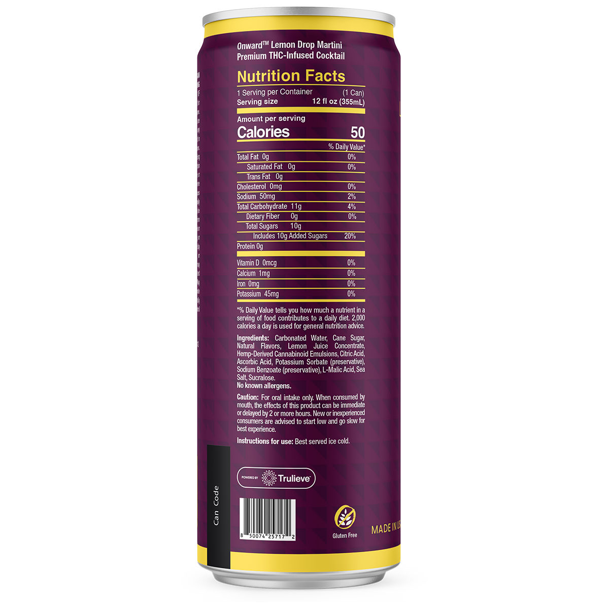 Onward Lemon Drop Martini 10mg THC & CBD Back