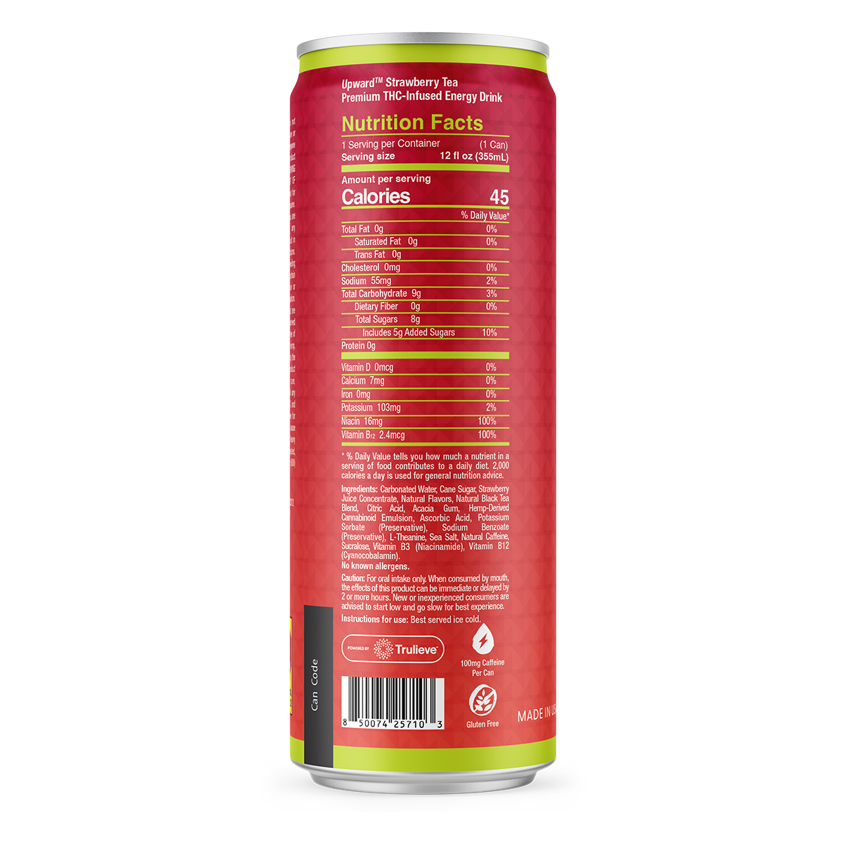 Strawberry Tea 5MG Nutrition Facts - Back of Can